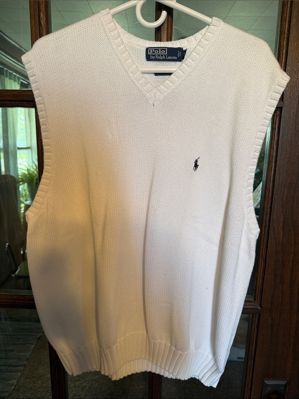 Polo by Ralph Lauren White V-Neck Sweater Vest with Navy Pony